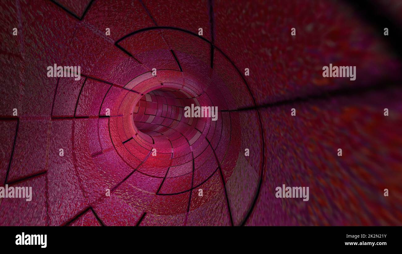 Reisen Sie durch EINEN virtuellen roten Tunnel Stockfoto