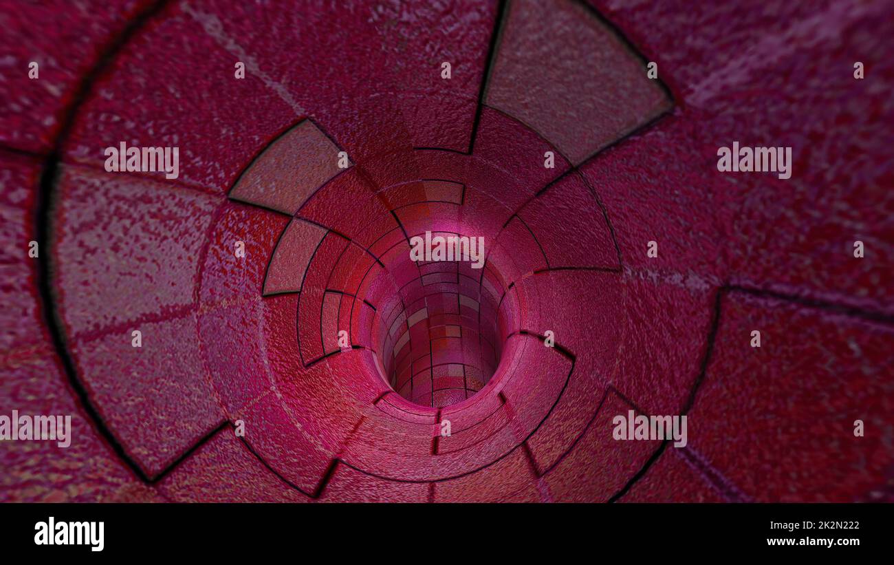 Reisen Sie durch EINEN virtuellen roten Tunnel Stockfoto