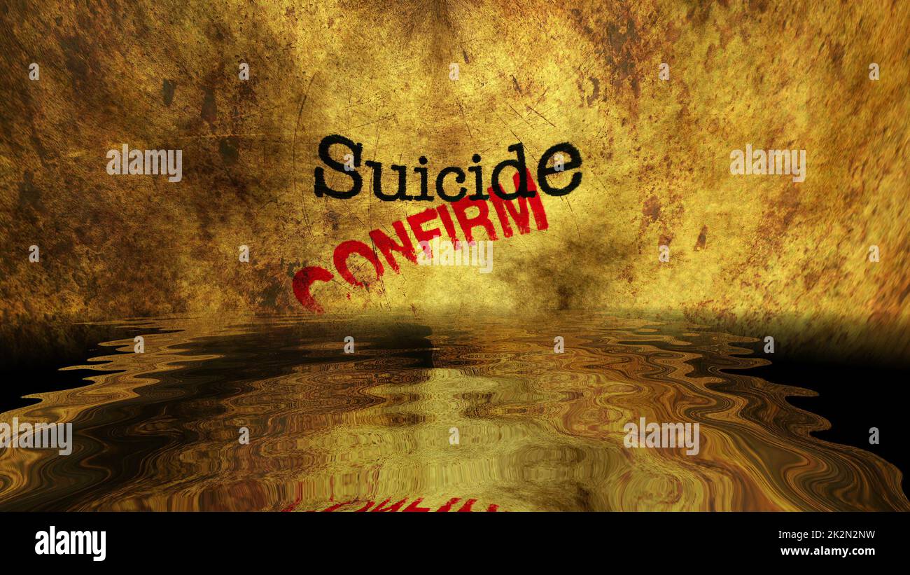 Selbstmord Grunge Text im Wasser reflektiert Stockfoto