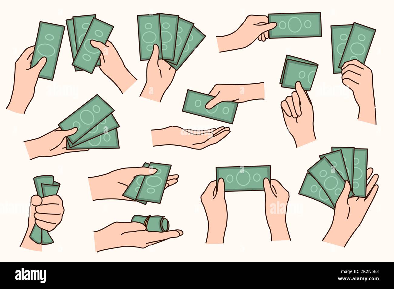 Eine Gruppe von Leuten, die Geldscheine halten Stockfoto