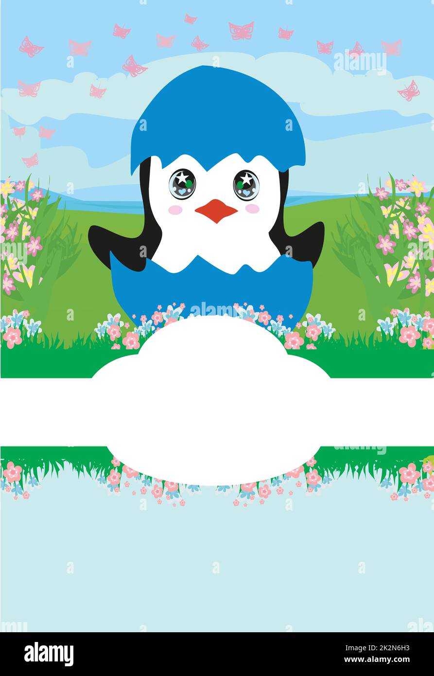 Cute Penguin Baby-dusche-Karte Stockfoto