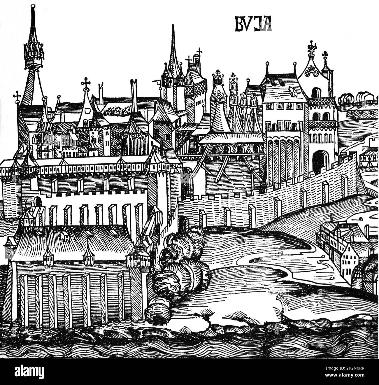 Budapest. Nürnberger Chronik, 1494. Stockfoto