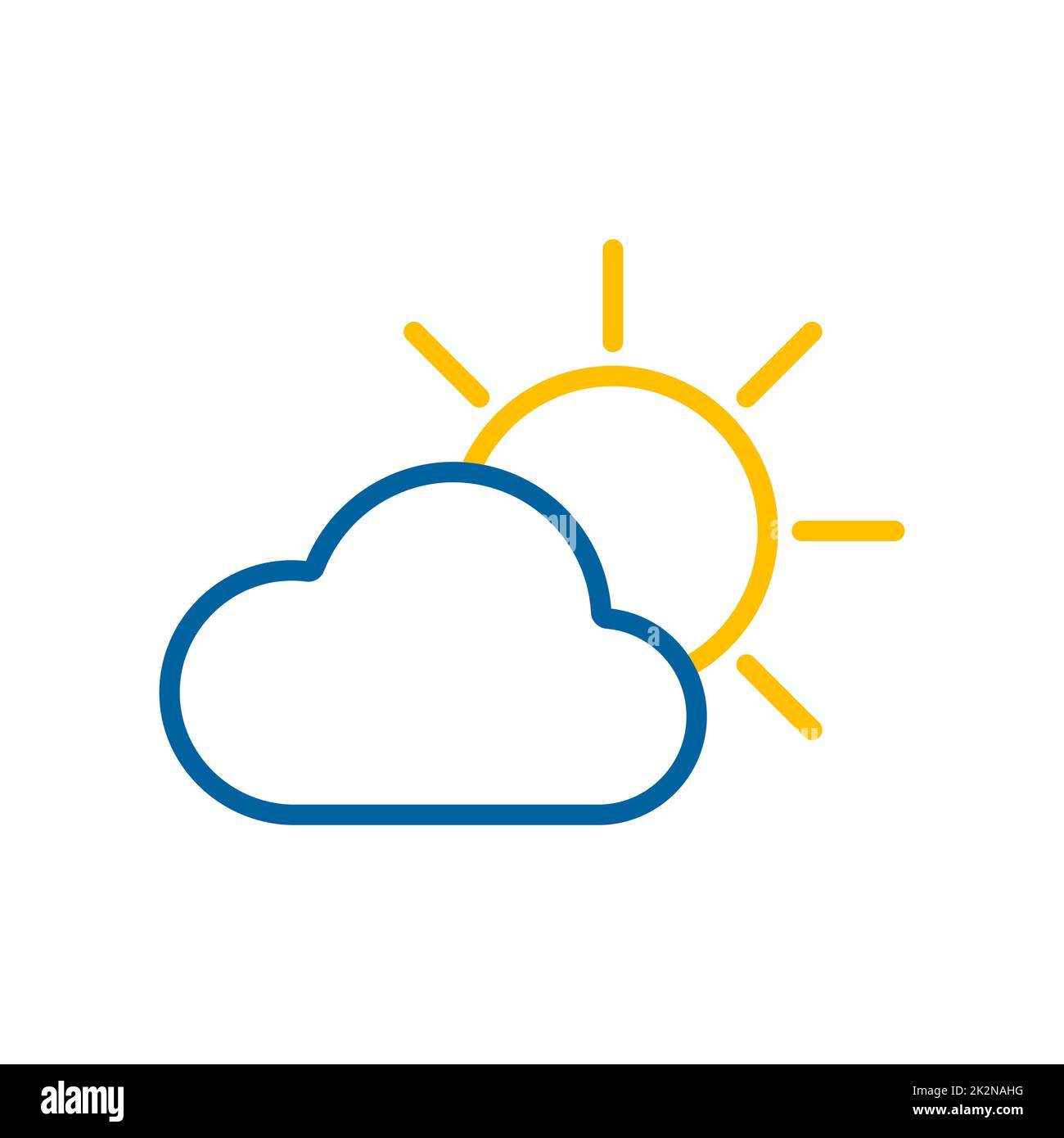 Vektor-Symbol für Sonne und Wolke. Wetterschild Stockfoto