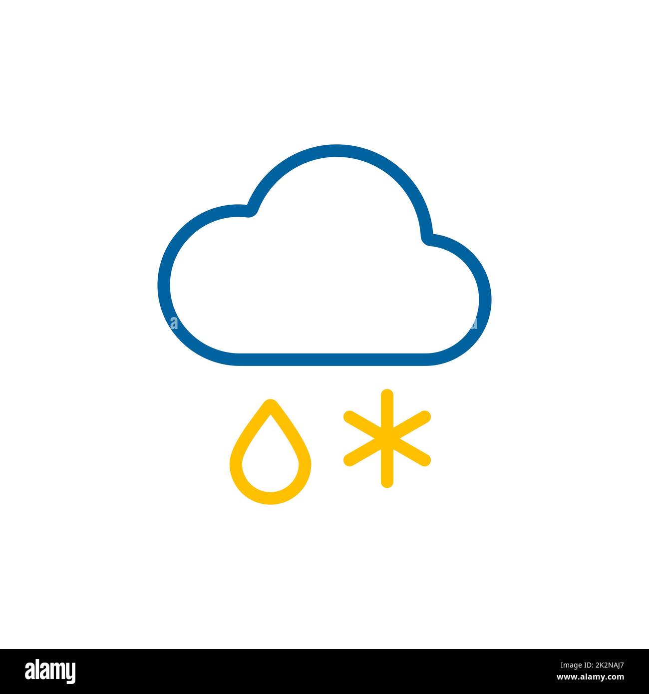 Vektorsymbol „Wolke mit Schnee und Regen“. Wetterschild Stockfoto