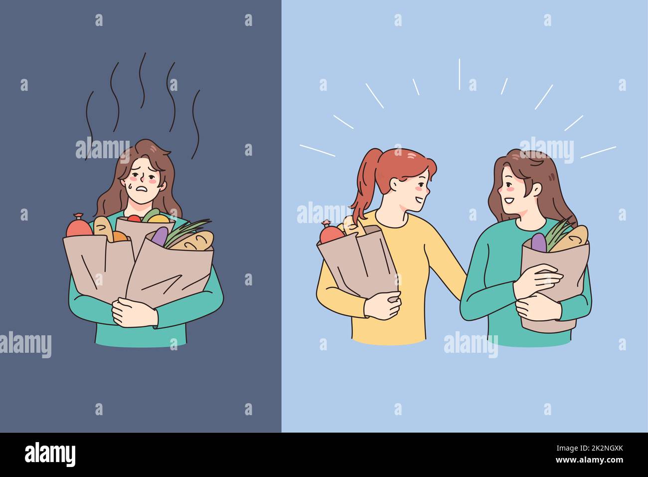 Persönliche Assistentin hilft Frau beim Einkaufen Stockfoto