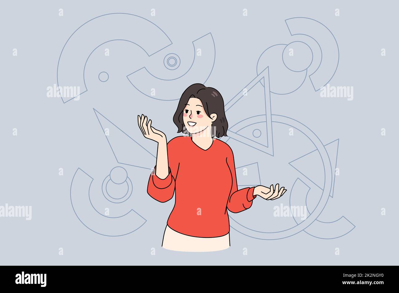 Geschäftsfrau arbeitet mit Daten und Diagrammen Stockfoto