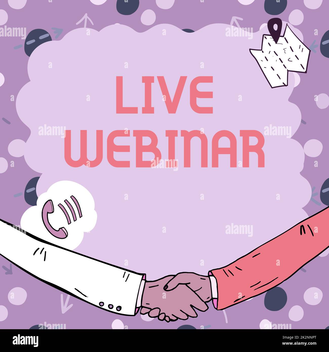 Textzeichen mit Live-Webinar. Geschäftsansatz Interaktives Seminar, das über das Internet übertragen wird Echtzeit leerer Rahmen mit Kommunikationssymbolen steht für Geschäftstreffen Stockfoto