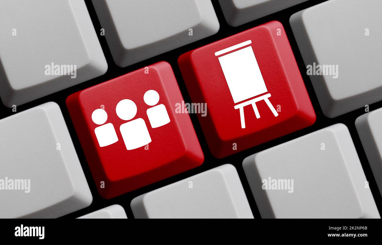 Rote Computertastatur: Abbildung Digital Education 3D Stockfoto