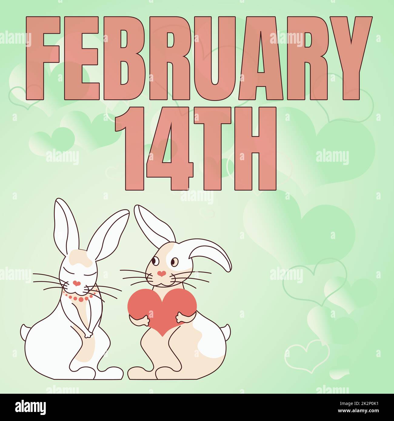 Handschriftliches Schild FEBRUAR 14.. Business Showcase Lovers Day mit herzförmigen Geschenken zum Valentinstag benannte Bunnies demonstrieren leidenschaftliche Liebhaber mit Geschenken Stockfoto