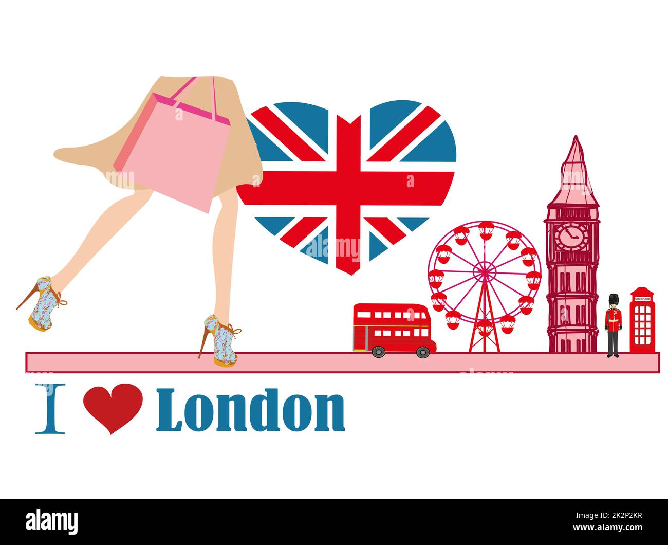 Frau shopping in London Karte Stockfoto