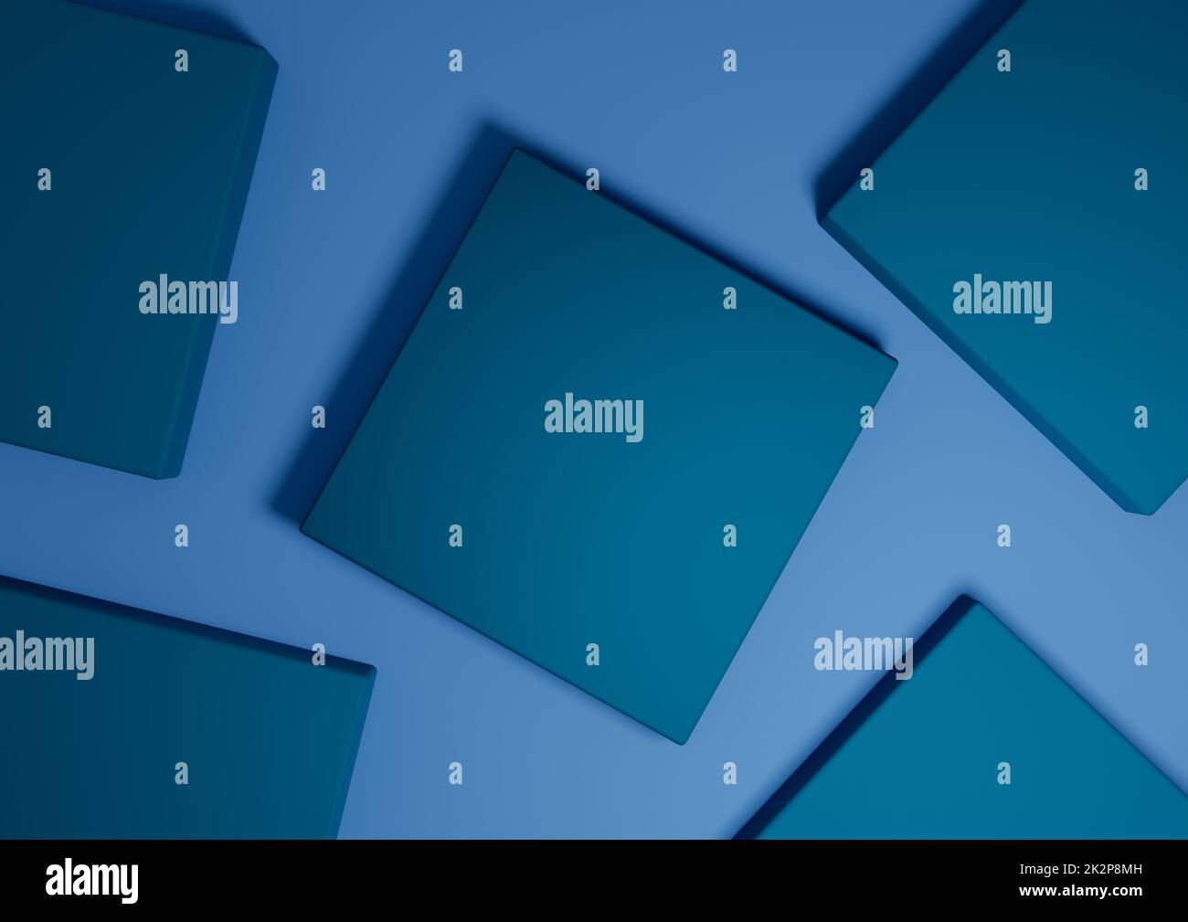 Hell, dunkel, pastellblau, 3D Rendering minimal, einfache Draufsicht flach Lay Produktdisplay Hintergrund mit Podestständer und geometrischen Formen Stockfoto
