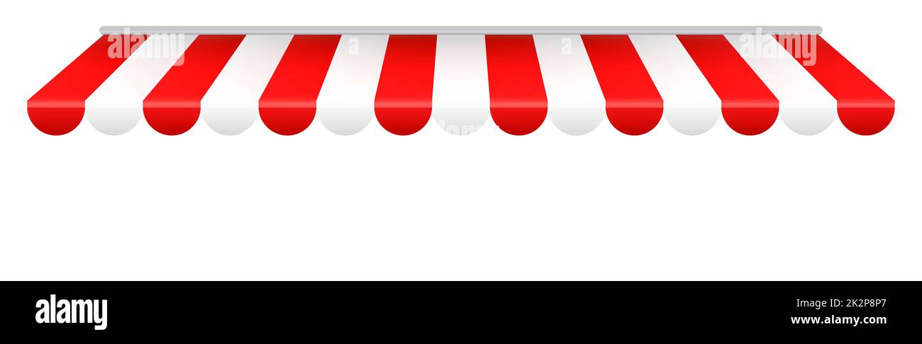 Das Dach des Zelts ist weiß-rot, Panorama-Vektor Stockfoto