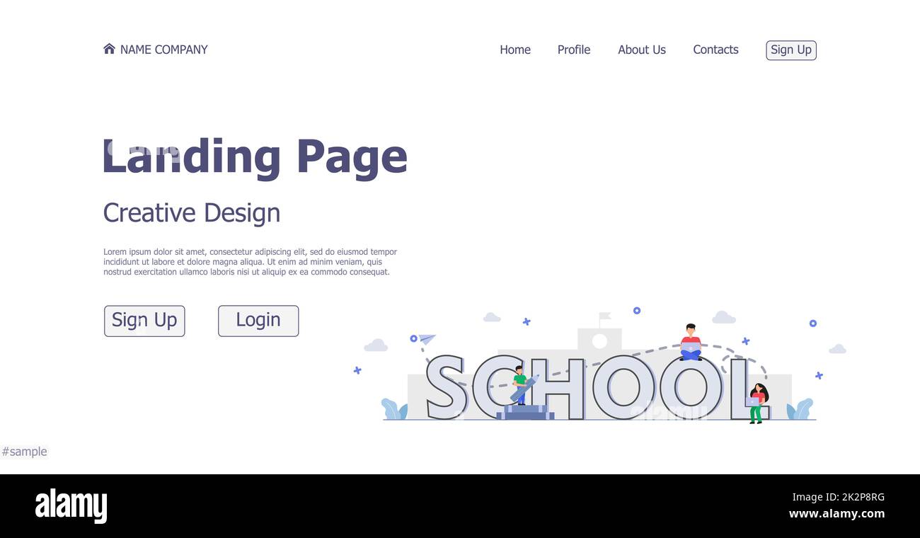 Konzept Konzept Online-Schule Landing-Page Website - Vector Stockfoto
