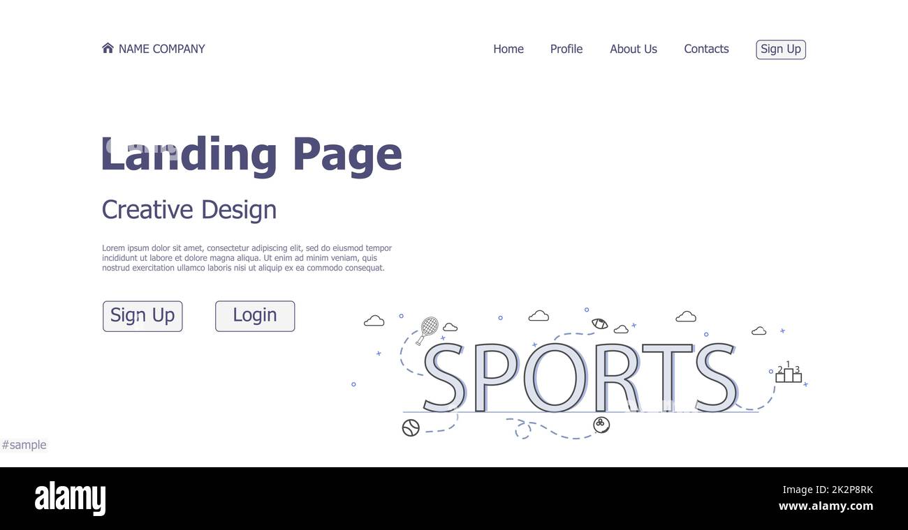 Konzeptdesign Konzept Sportressource Landing Page Website - Vector Stockfoto