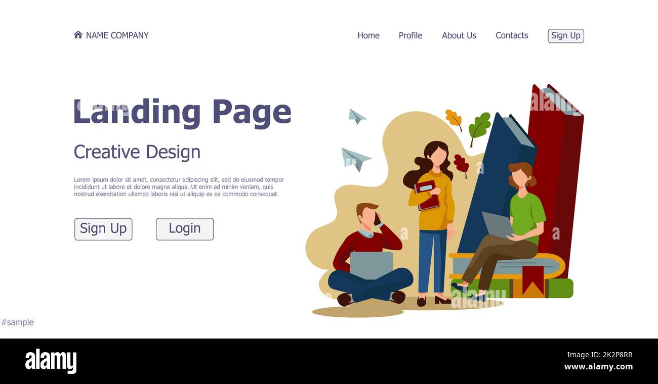 Konzept Konzept Online-Schule Landing-Page Website - Vector Stockfoto