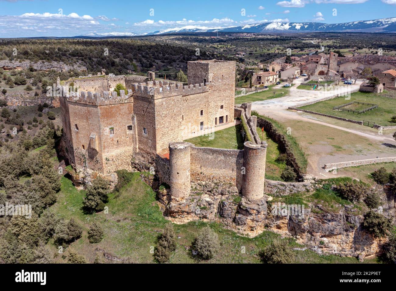 Das berühmte mittelalterliche Schloss Pedraza in der Provinz Segovia (Spanien) Stockfoto