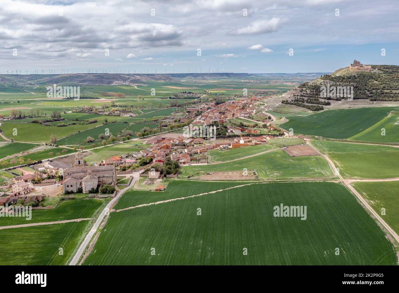 Allgemeiner Überblick über Castrojeriz (Provinz Burgos, Spanien). Stockfoto