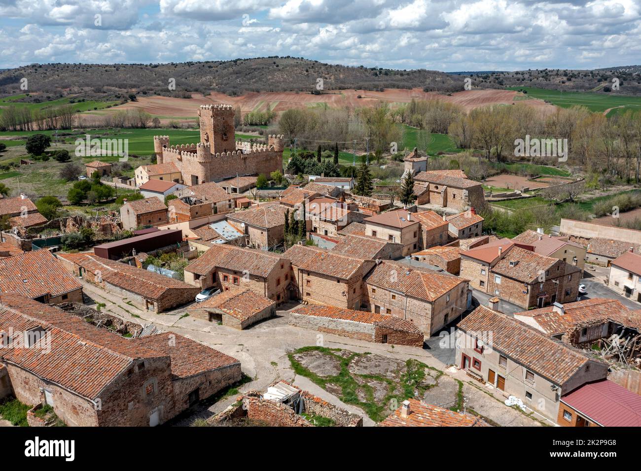 Allgemeiner Blick auf Guijosa in der Provinz Soria, Spanien Stockfoto