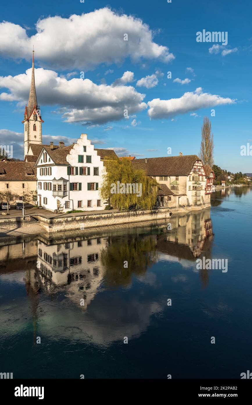 Altstadt mit Kloster St. Georg und Kirche, Stein am Rhein, Kanton Schaffhausen, Schweiz Stockfoto