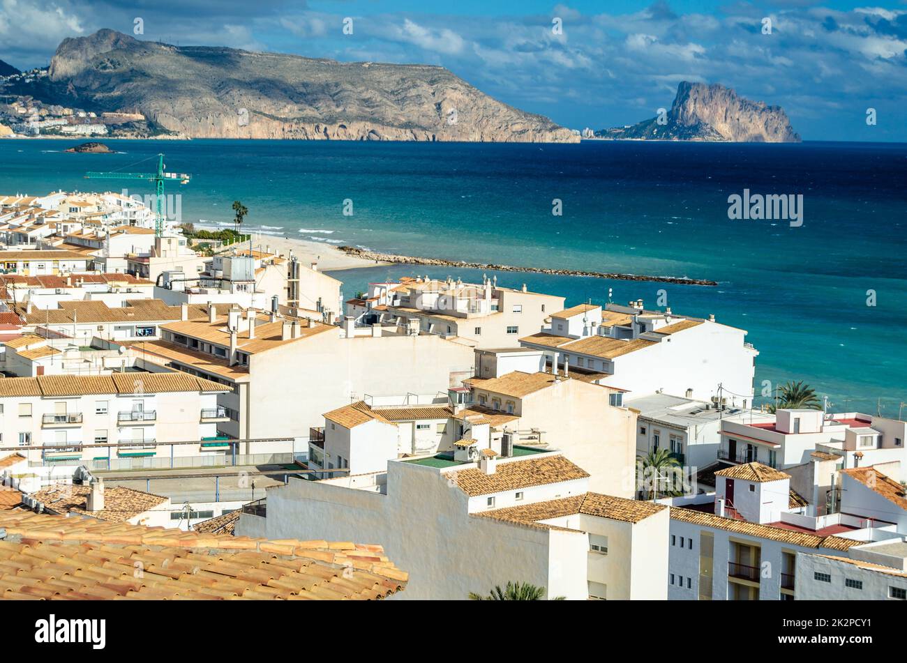 Blick auf Altea Village, Spanien Stockfoto
