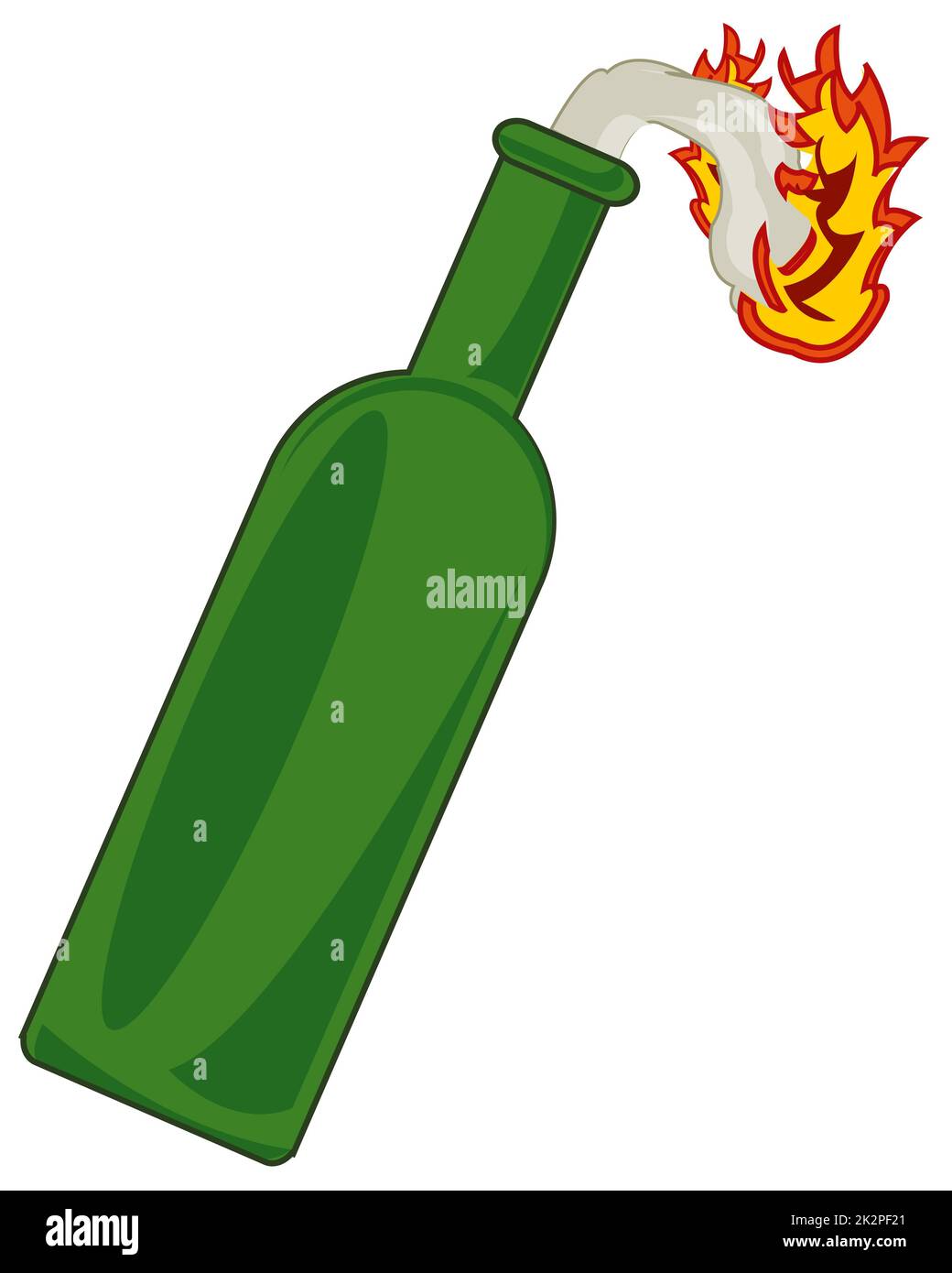Molotow-Cocktail-Brandmischung in Flasche und Lappen Stockfoto