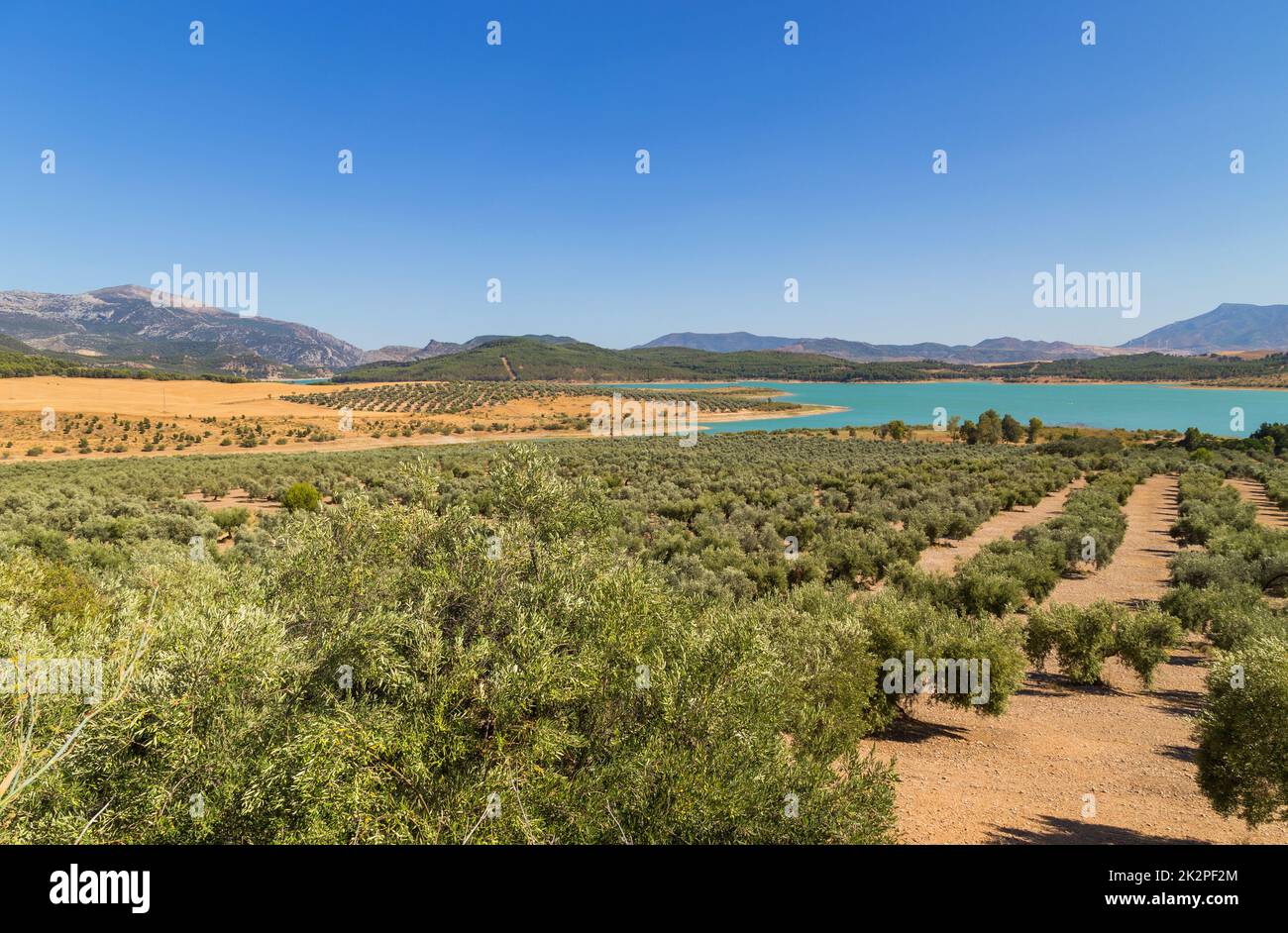 Blauer See in Zahara de la Sierra Stockfoto