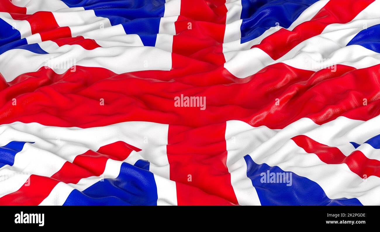 Winkte die britische Flagge des Gewerkschaftsbachs. Stockfoto