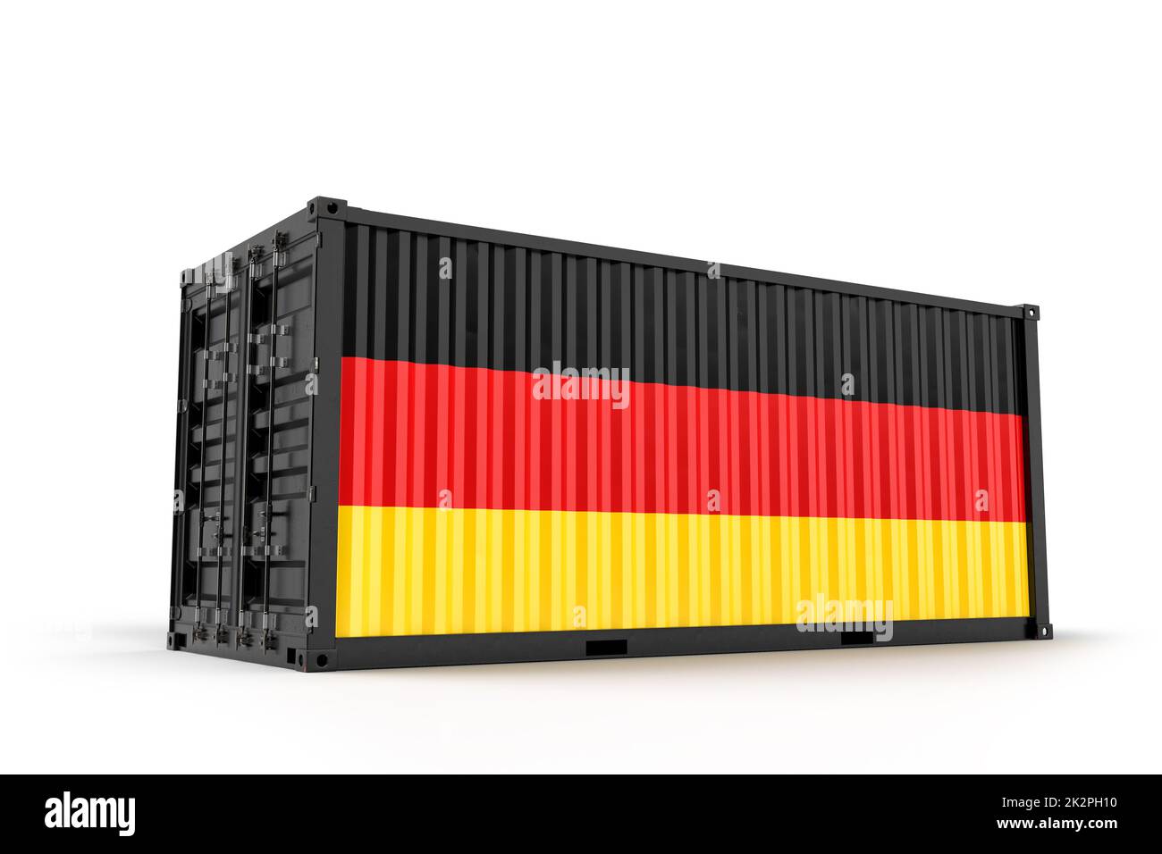 Frachtcontainer strukturiert mit Flagge von Deutschland. Isoliert. 3D Rendering Stockfoto
