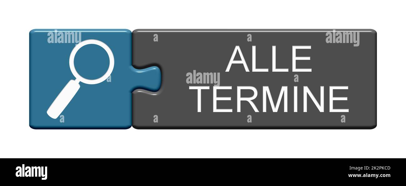 Alle Termine in deutscher Sprache auf der Puzzle-Schaltfläche – Abbildung 3D Stockfoto