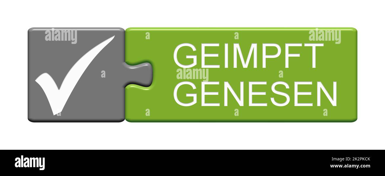 Geimpft oder in deutscher Sprache auf Puzzle-Taste wiedergefunden – 3D Abbildung Stockfoto