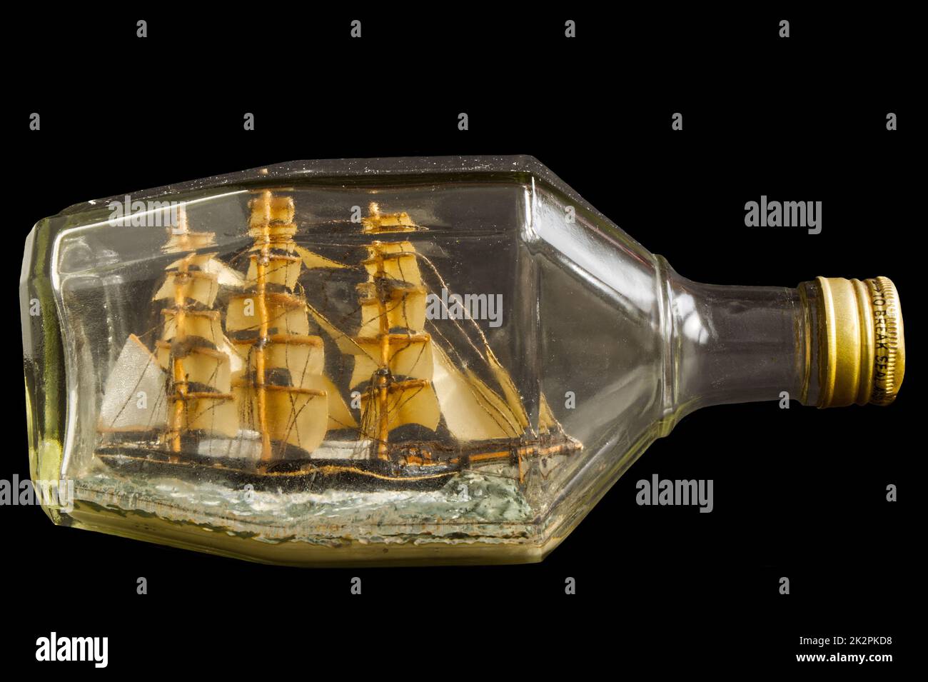 Modellschiff in einer Flasche Stockfoto
