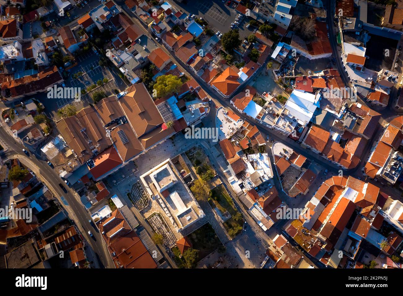 Blick von oben auf den zentralen Platz in der Altstadt von Limassol. Zypern Stockfoto