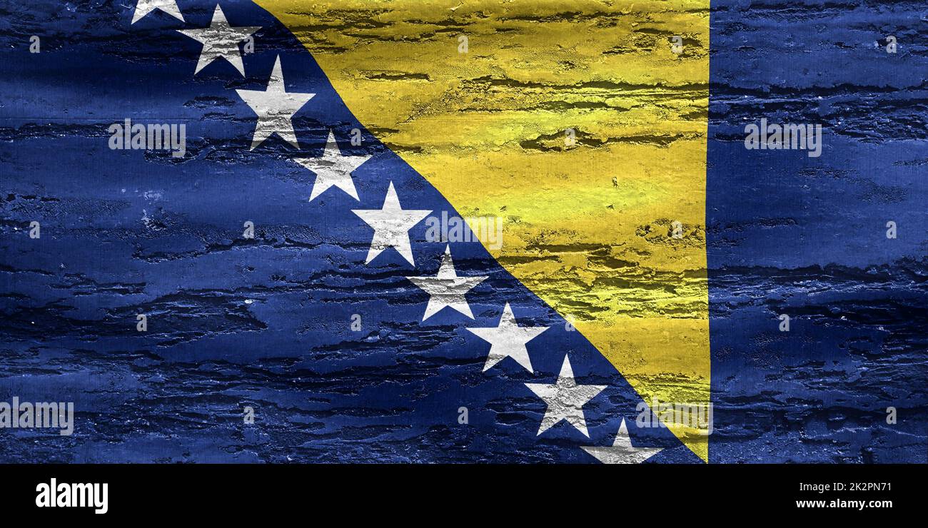 Bosnien und Herzegowina Flagge - realistische wehende Stoff Flagge Stockfoto