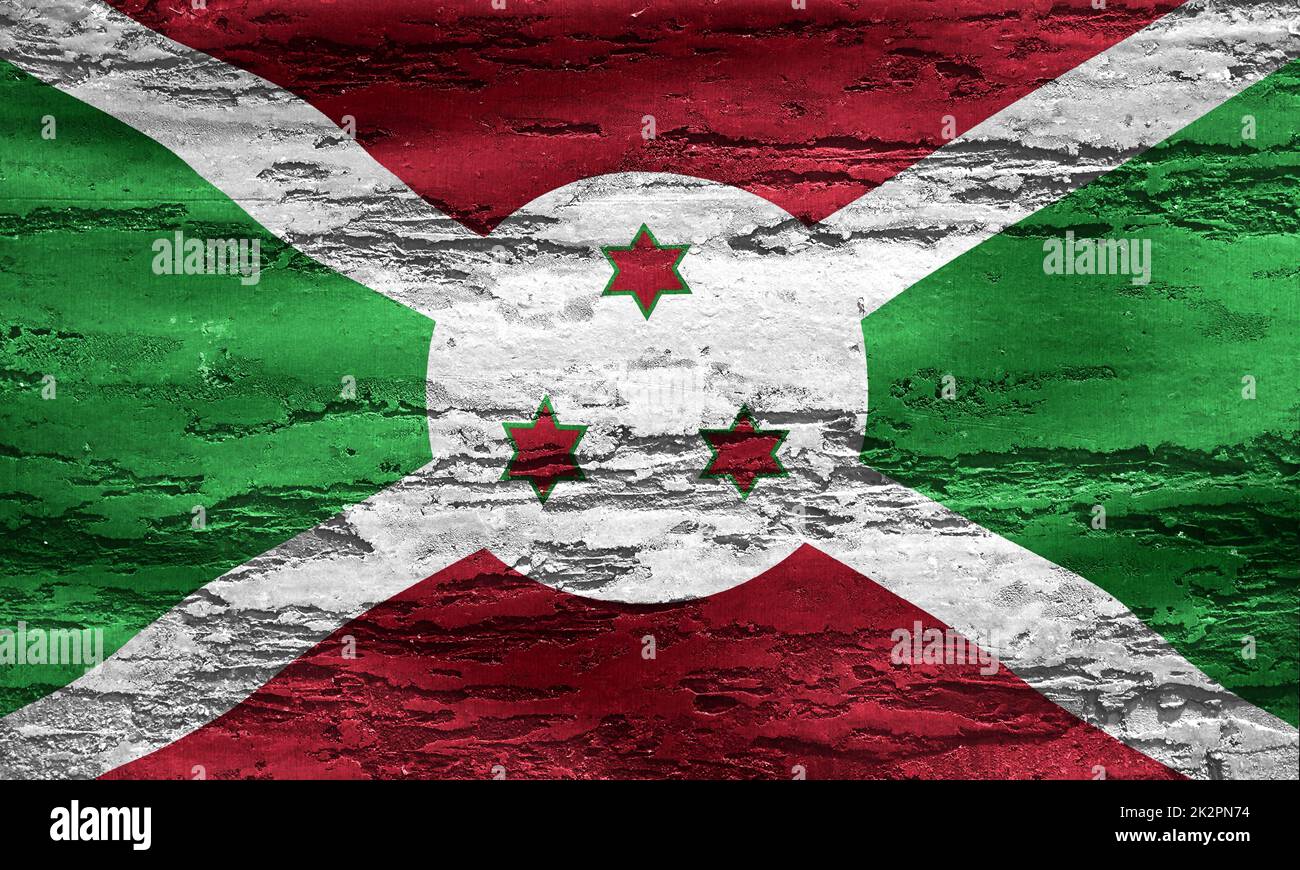 Burundi Flagge - realistische wehende Stoff Flagge Stockfoto