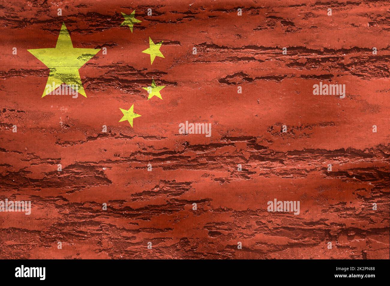 China-Flagge - realistisch winkende Stoff Flagge Stockfoto