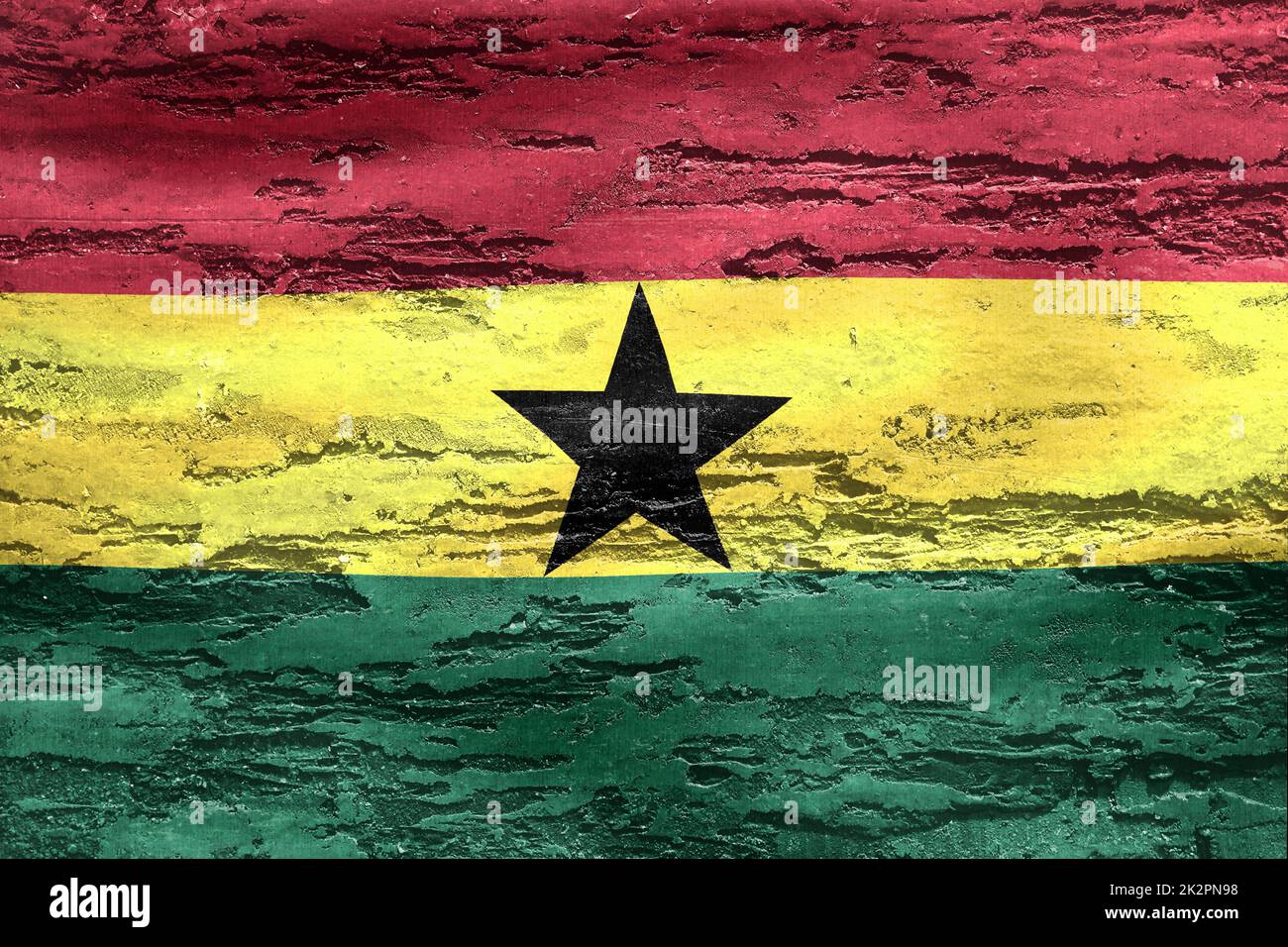 Ghana Flagge - realistische wehende Stoff Flagge Stockfoto