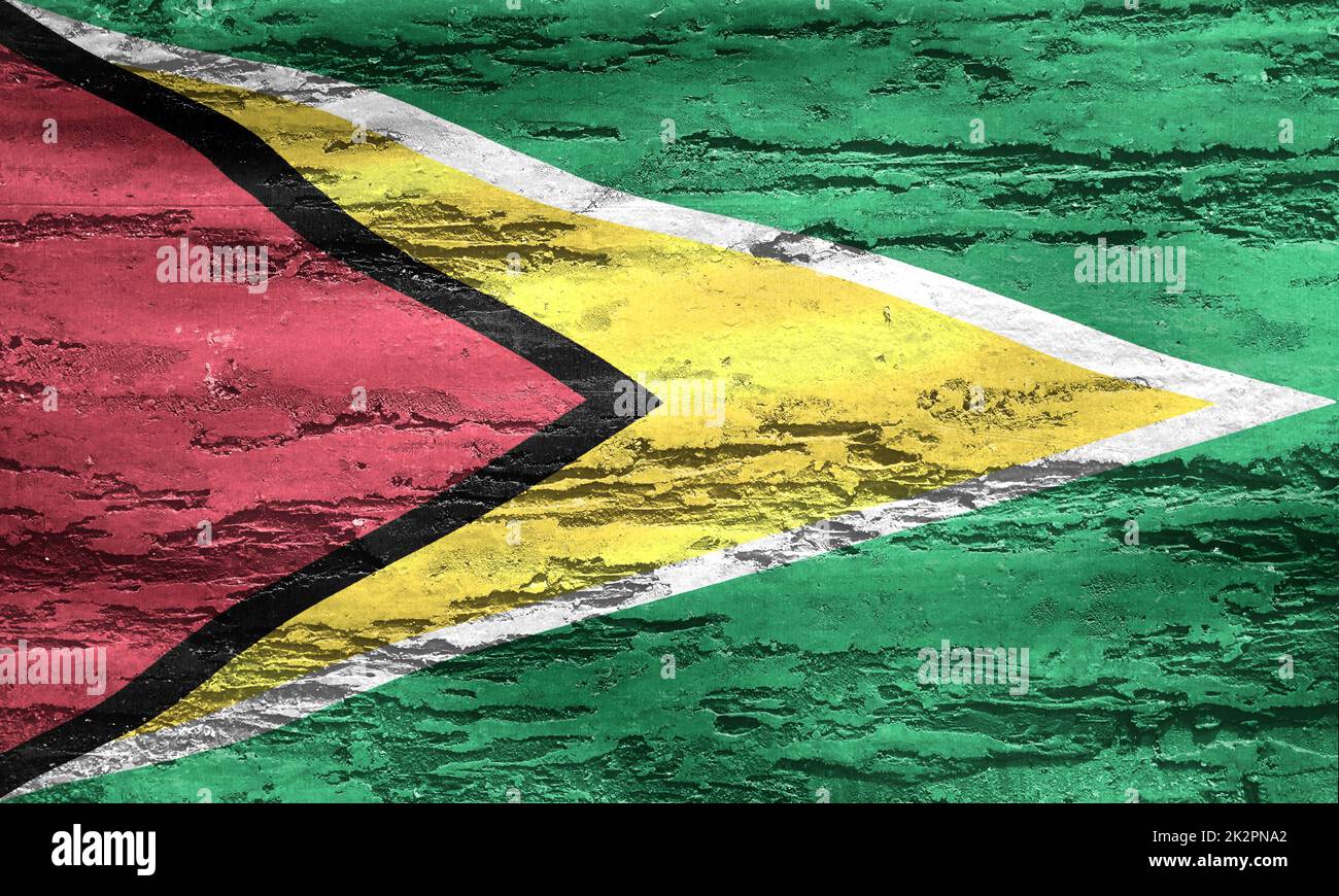 Guyana Flagge - realistische wehende Stoff Flagge Stockfoto