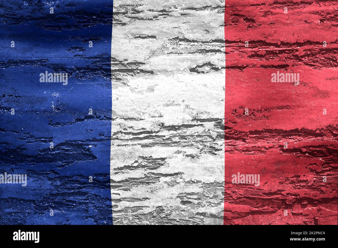 3D-Illustration einer Saint-Martin-Flagge - realistisch winkende Stoffflagge Stockfoto