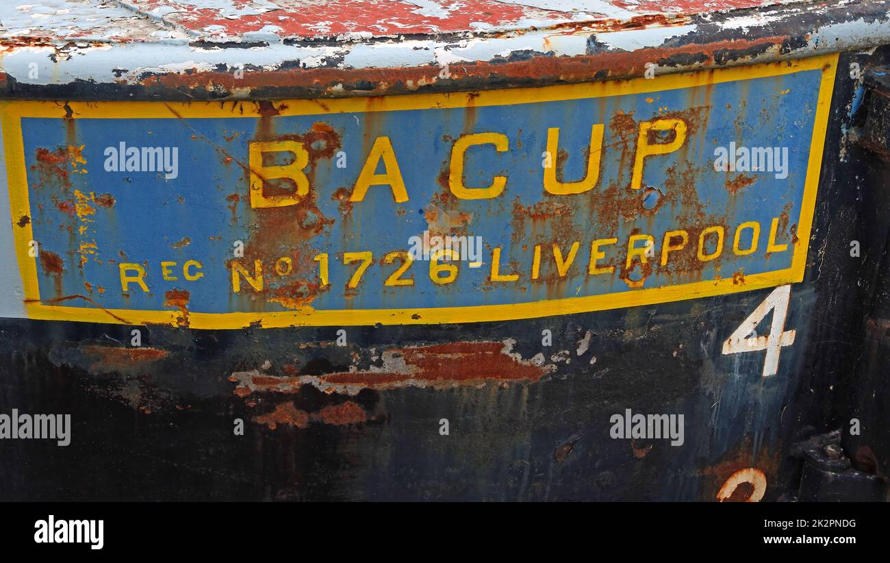 Bacup, Wasserstraßen und Kanäle, Frachtschiff, Freiz. Nr. 1728 Liverpool Stockfoto