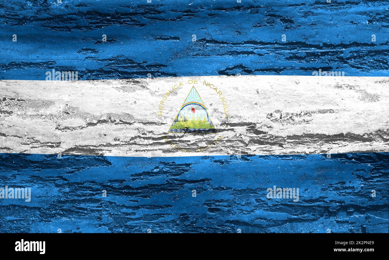 3D-Illustration einer nicaraguanischen Flagge - realistisch winkende Stoffflagge Stockfoto