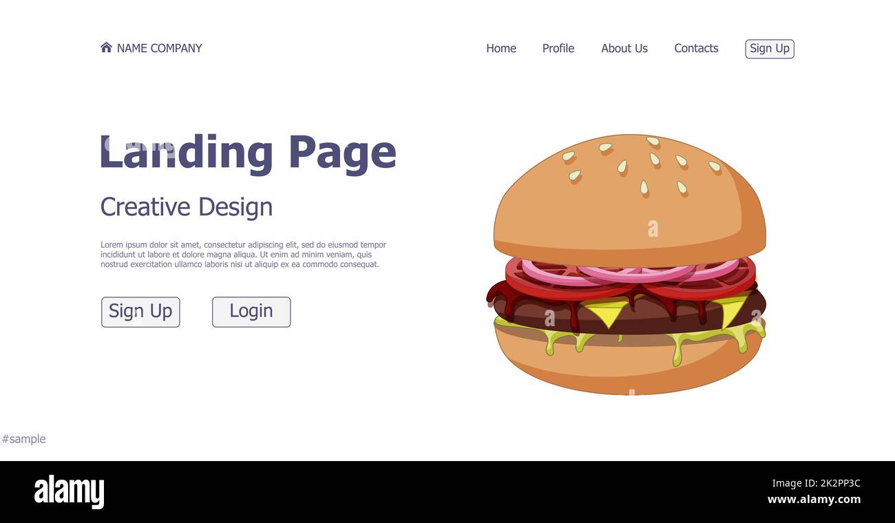Designkonzept Food Shop Burger Landing Page Website - Vector Stockfoto