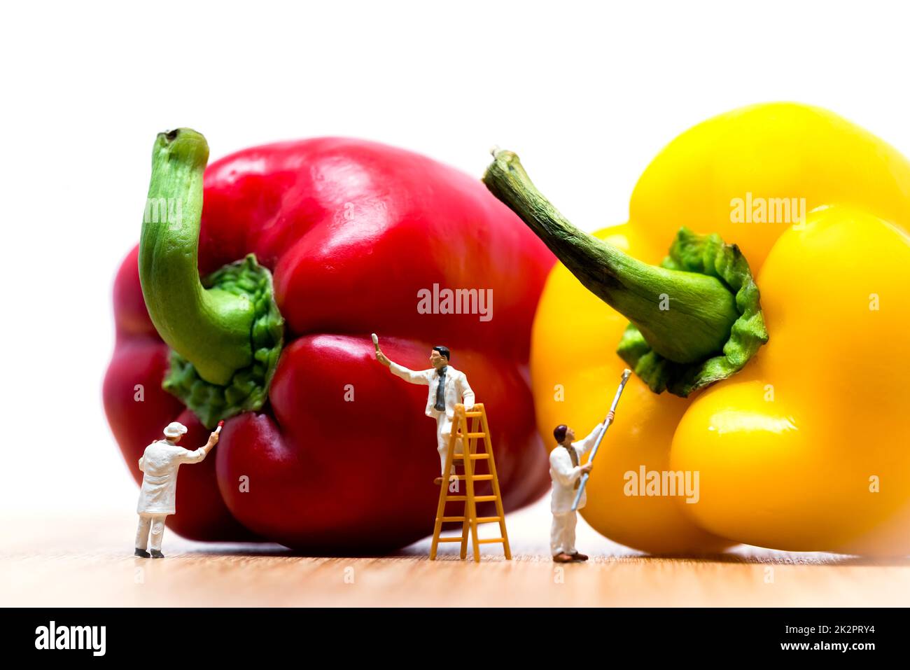 Maler färben Paprika. Makrofoto Stockfoto