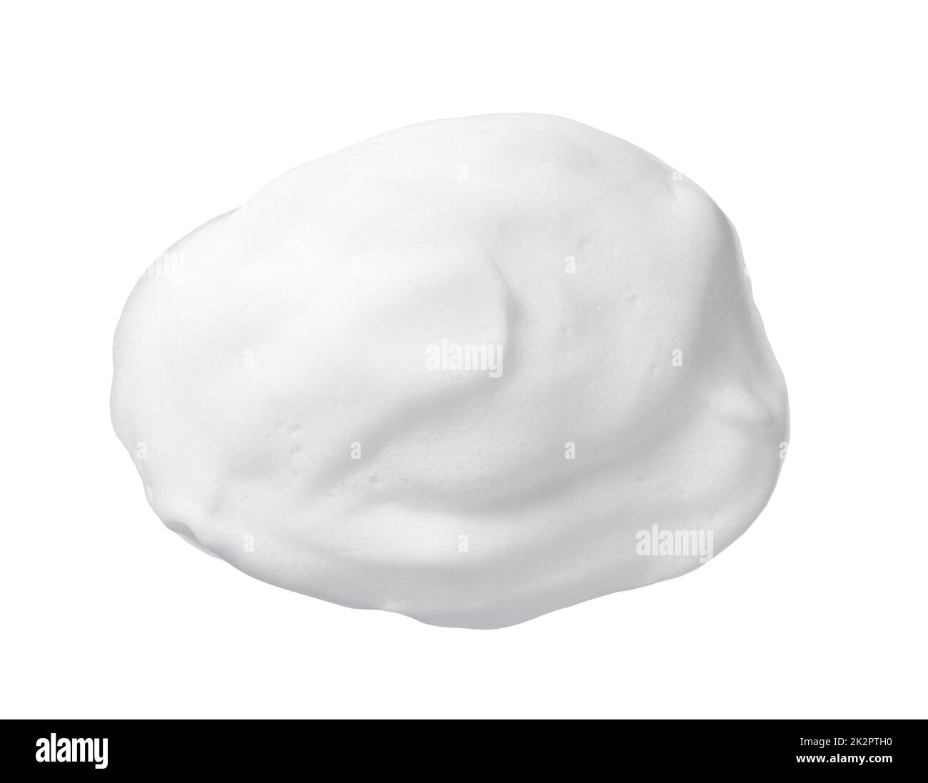 Hautpflegemittel Schaumstruktur. Seife, Shampoo und reinigender Schaum auf weißem Hintergrund. Stockfoto