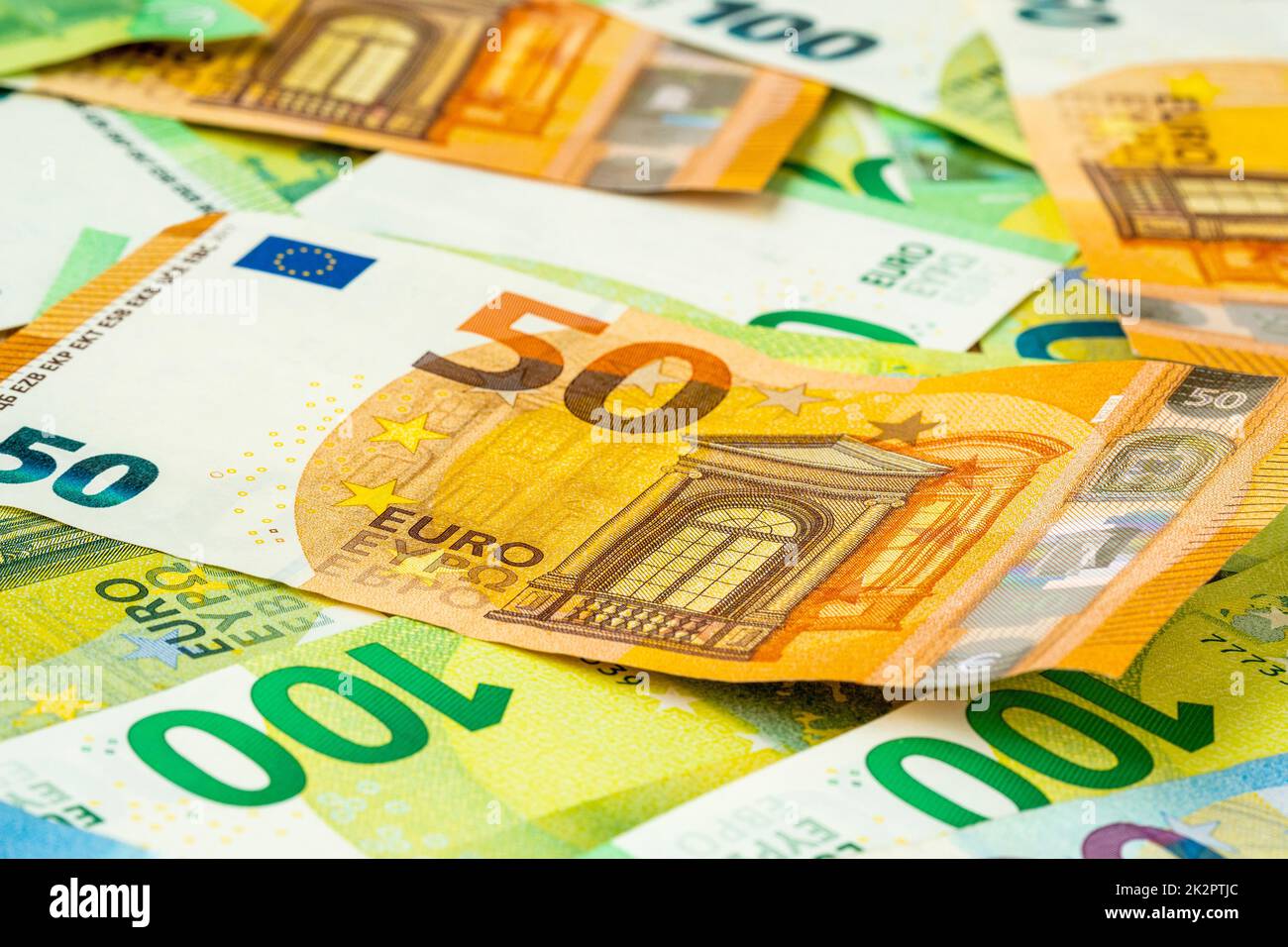 Farbenfroher Hintergrund für Euro-Bargeld Stockfoto