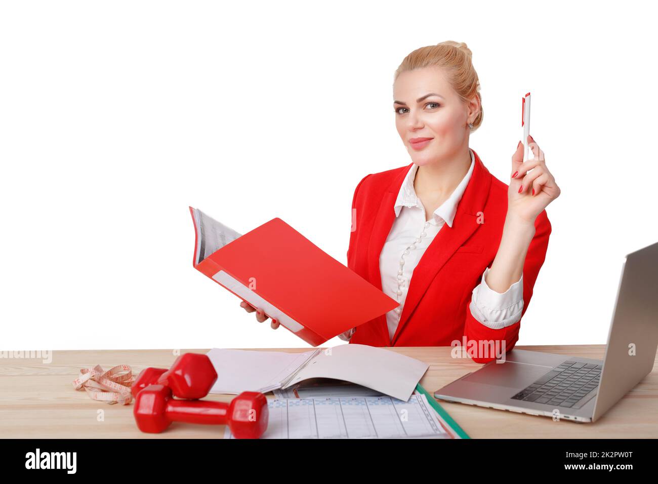 Fitness Trainer, Trainingsplan Stockfoto