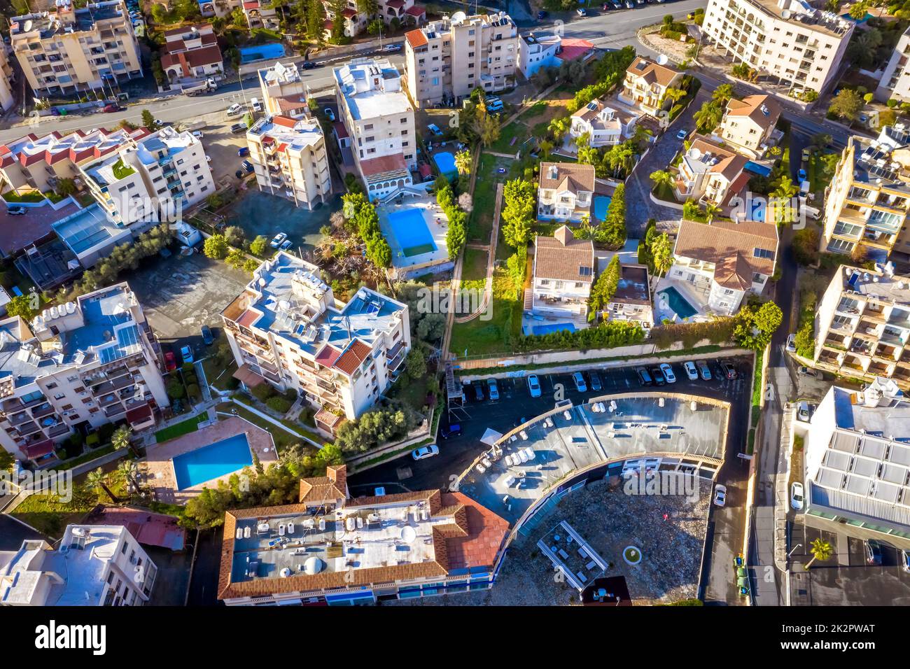 Limassol, Ansicht von oben an Wohngebäuden. Zypern Stockfoto