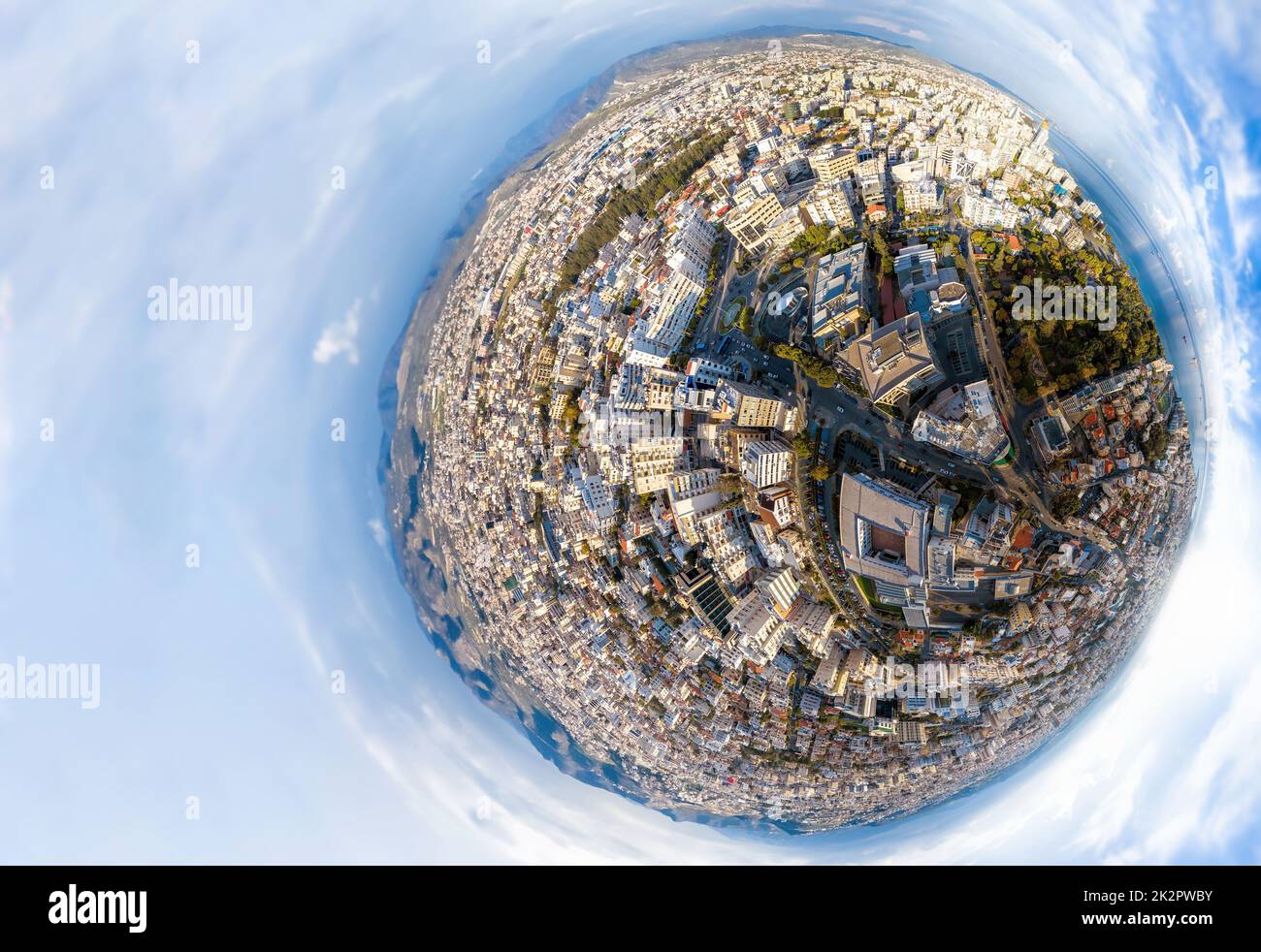 Little Planet. Luftaufnahme von Limassol Downtown. Zypern Stockfoto