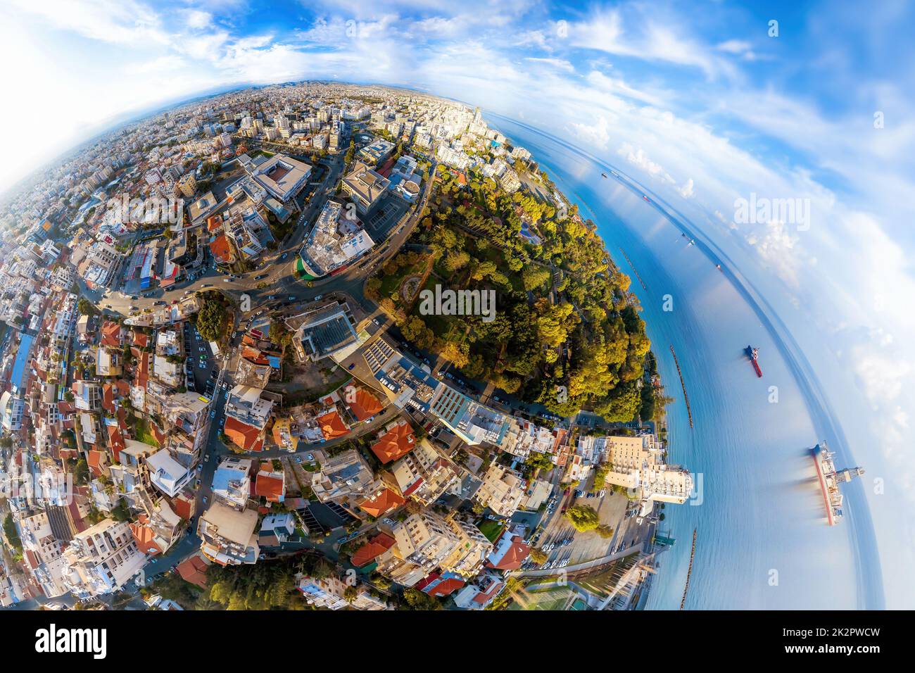 Sphärische Ansicht von Limassol Downtown. Zypern Stockfoto