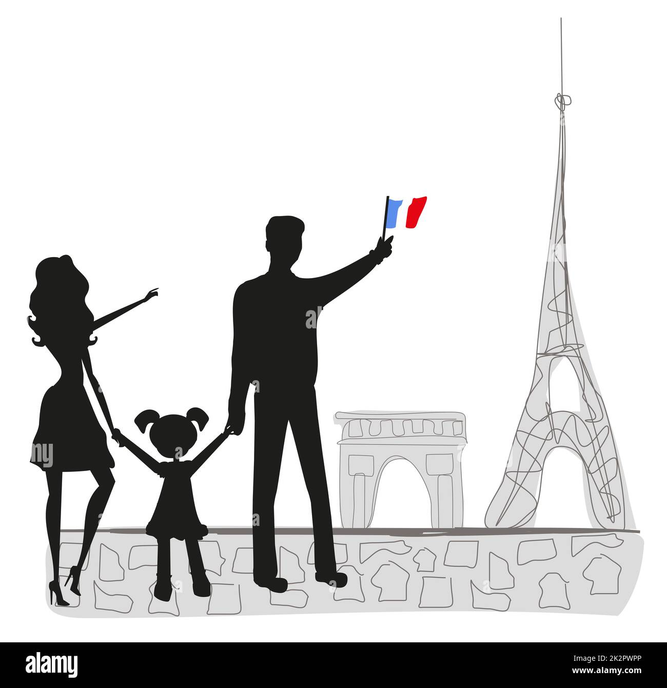 Familie in Paris. Stockfoto