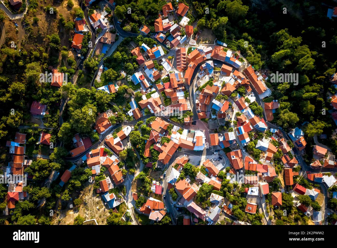 Foini Dorf Ansicht von oben. Limassol District, Zypern Stockfoto